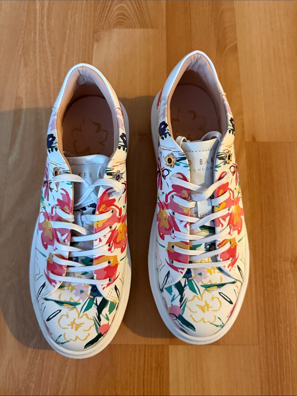 Ted Baker White Sneakers with Multicolor Floral Print